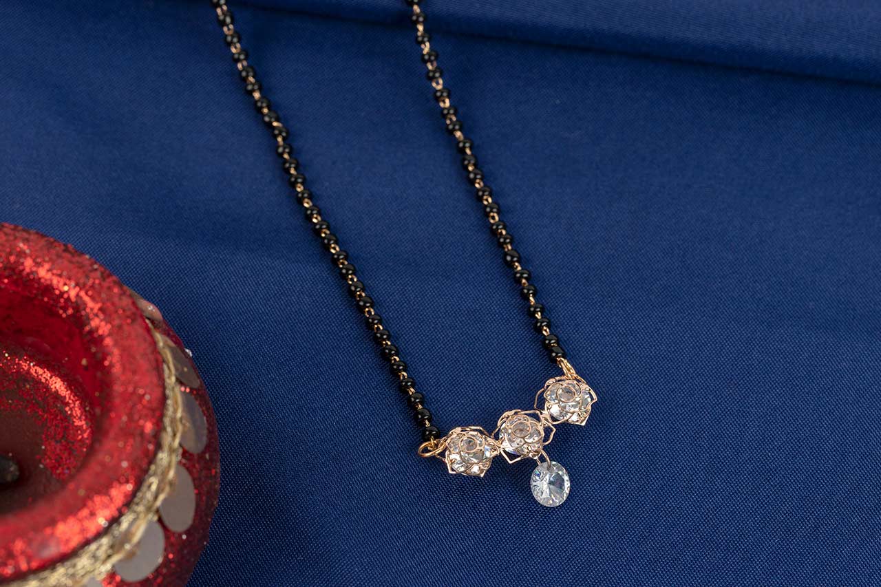 Rosegold 3 Floral pendent Mangalsutra