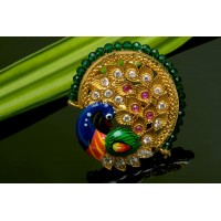 Peacock Pattern Kundan Ring