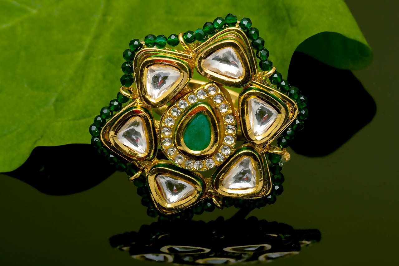 Kundan Polki pattern Ring