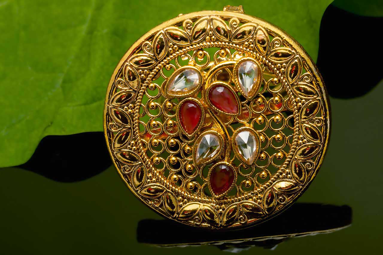 Kundan and Ruby  pattern Ring