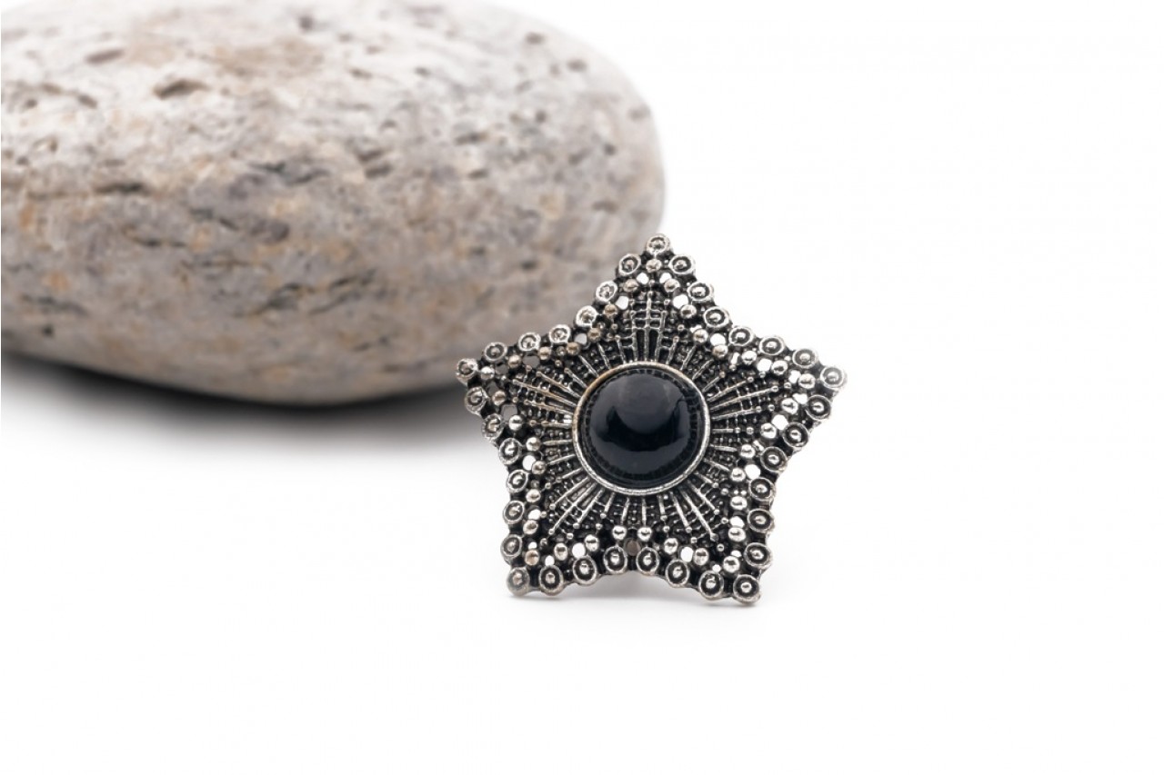 Oxidised Star Cocktail Ring 