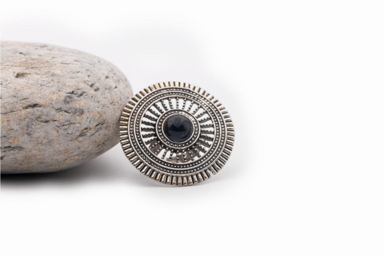 Oxidised Round Cocktail Ring 