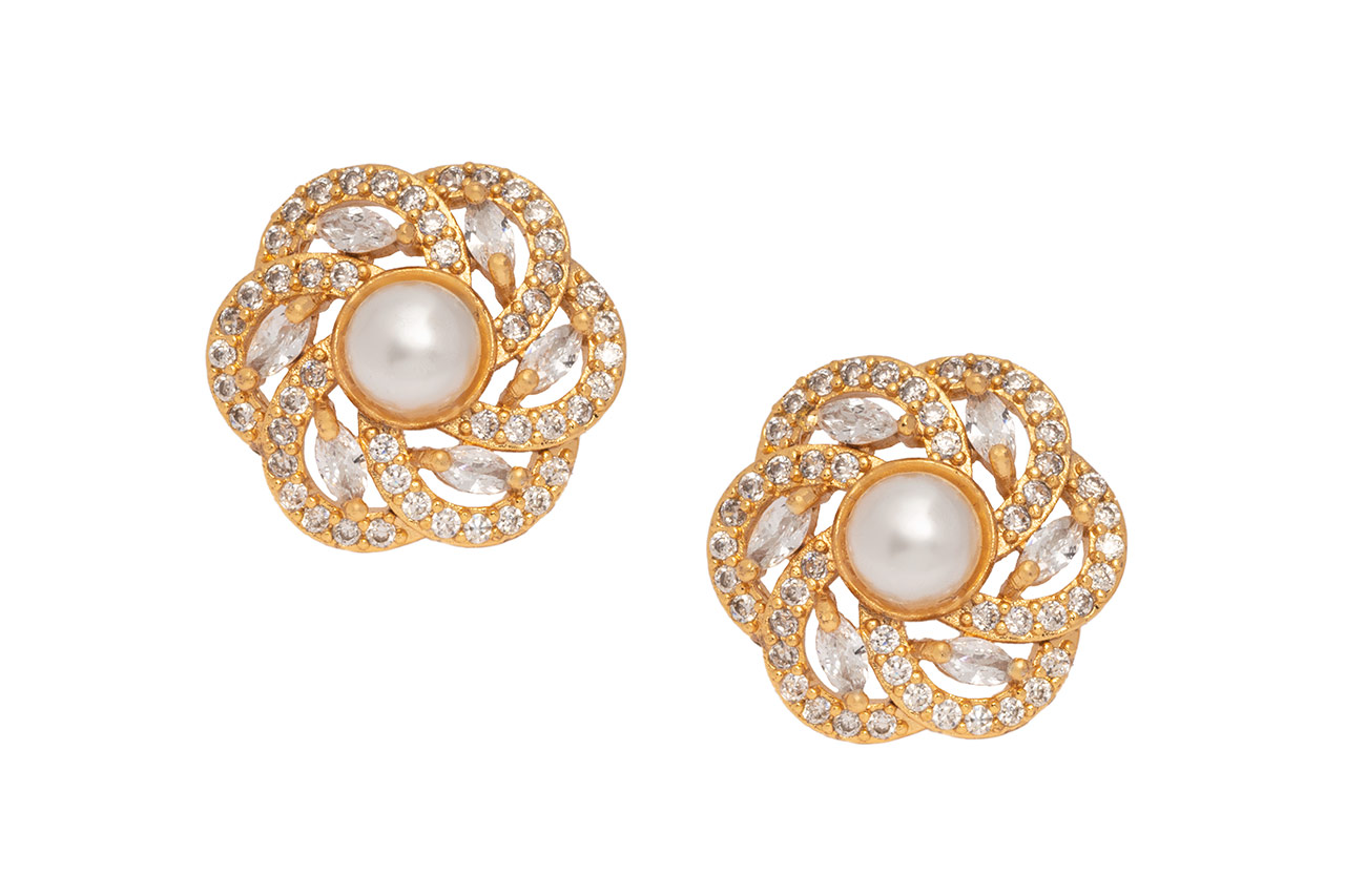 Rosegold AD Pearl studs 