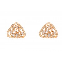 Rose Gold AD Triangle Ear Studs