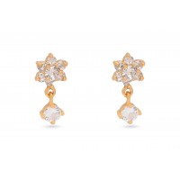 Flower Pattern Studs With CZ Dangling