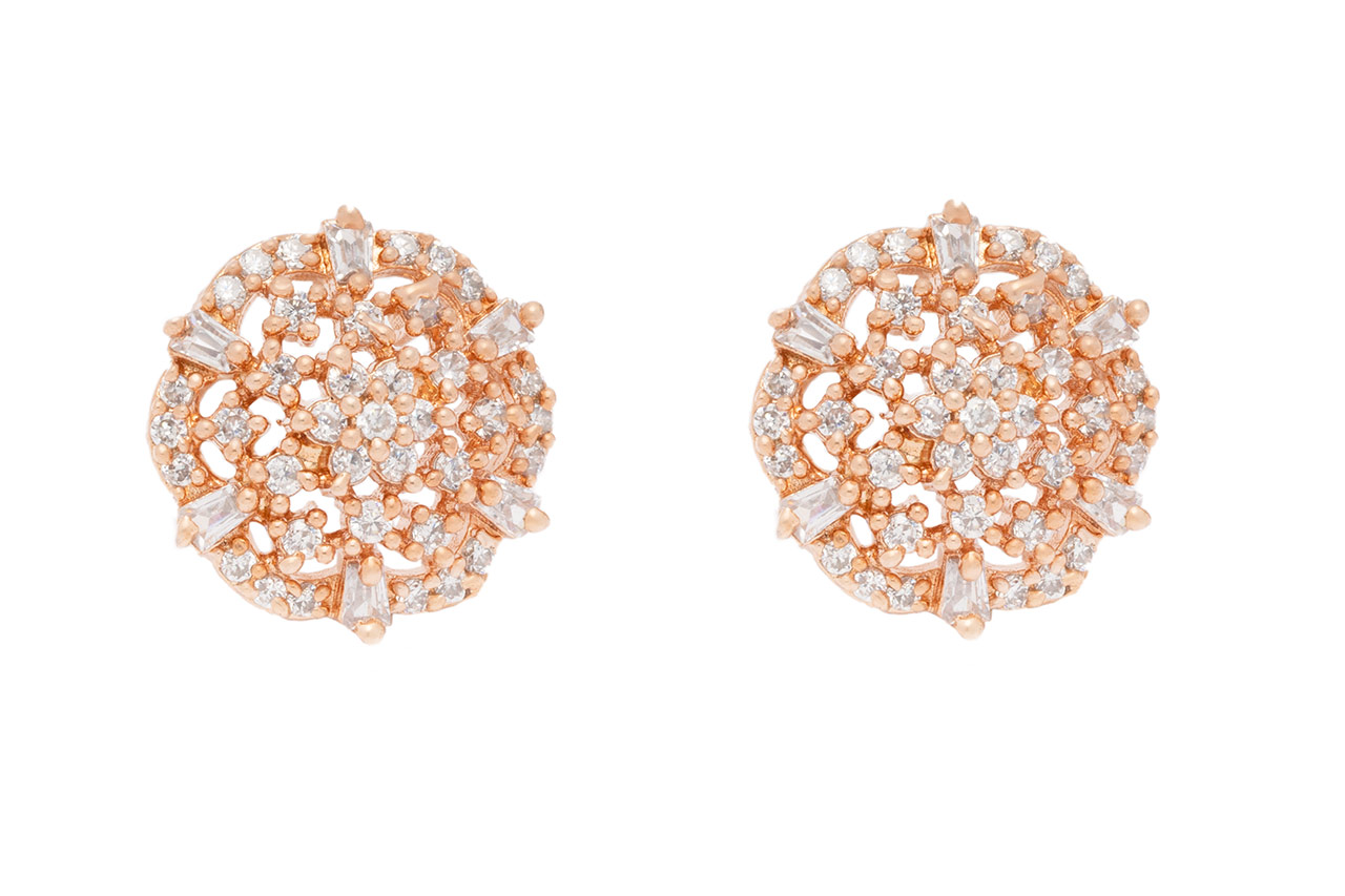 Elegant Round Flower pattern Studs 