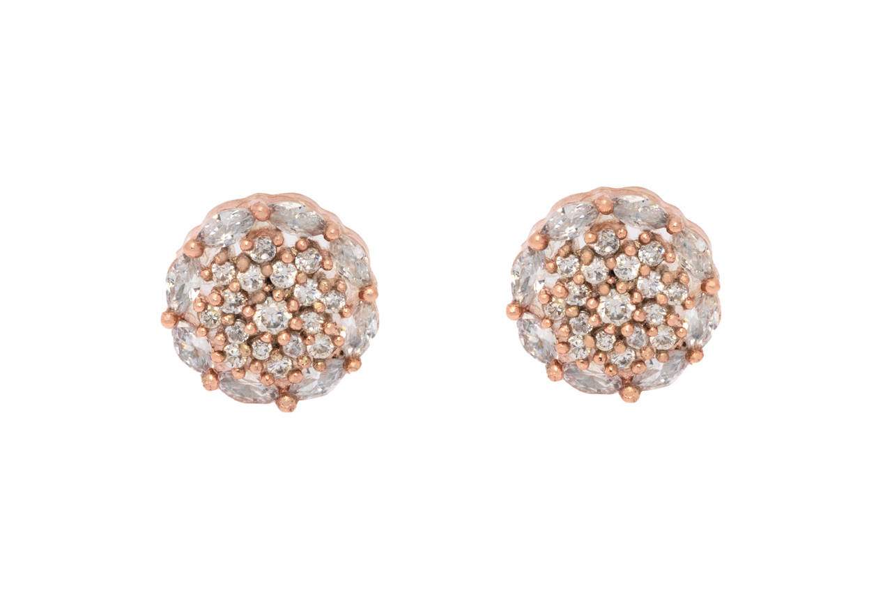 Sparkling Rose gold oval Shape Studs