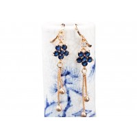 Lengthy tassel drop earring